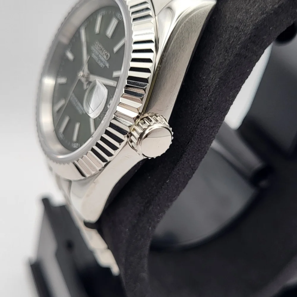 New Seiko Mod 39mm Automatic Watch Dark Green Sunburst Dial
